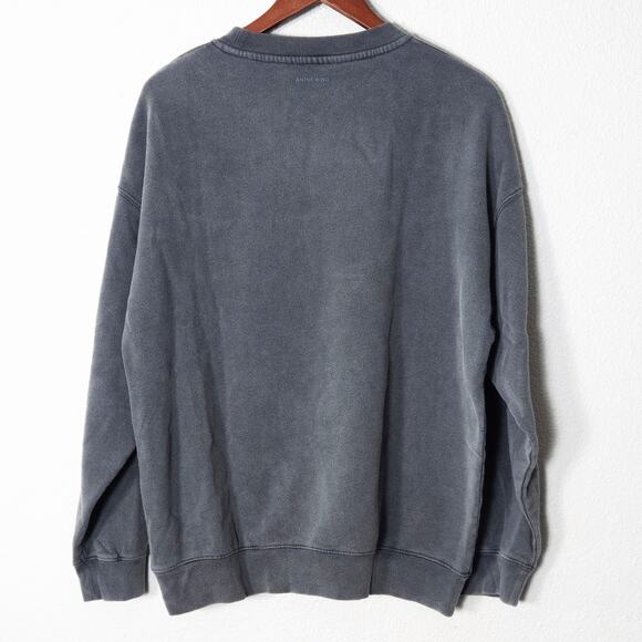 Anine Bing Spencer Spotted Leopard Sweatshirt Charcoal Size L Clean Fit - Picture 2 of 8